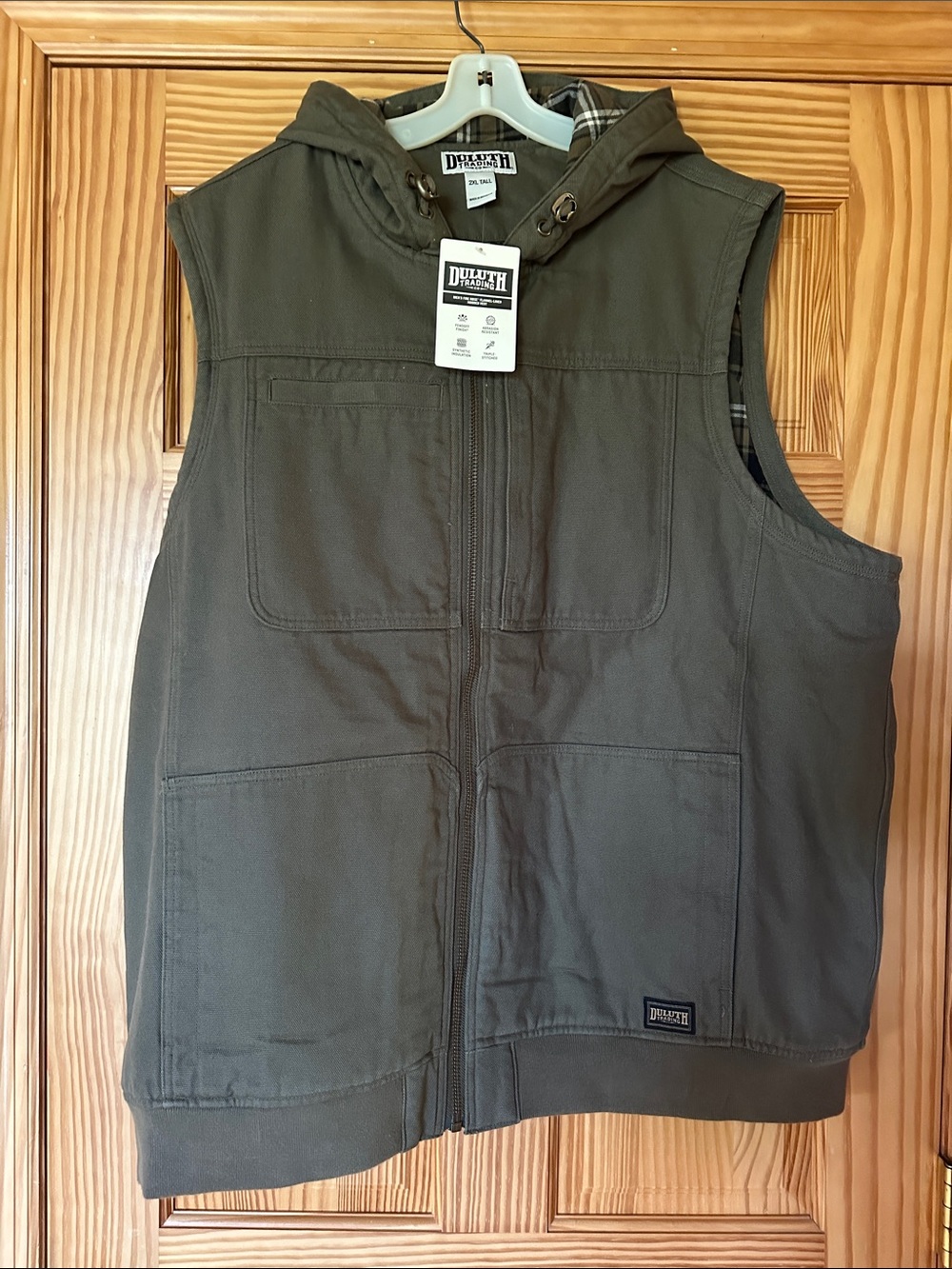 Deluth Fire hose Men's flannel lined Hooded Sleeveless Jacket Vest size 2XL NWT